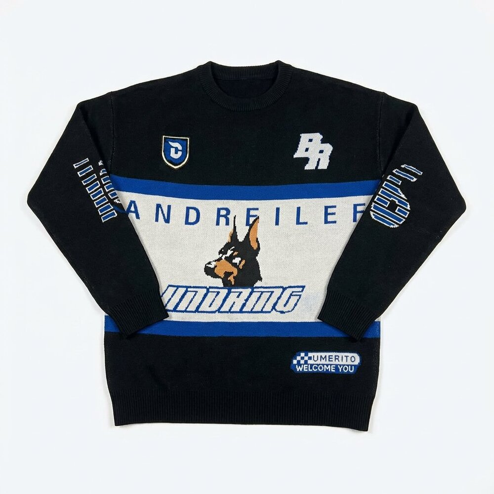 Andreilee Graphic Blue White Mens Sweater